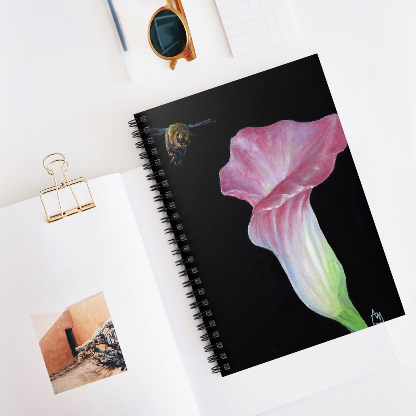 Calla Lily and Bee Spiral Notebook