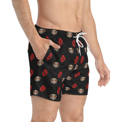 Hibiscus and Owl Skull Swim Trunks