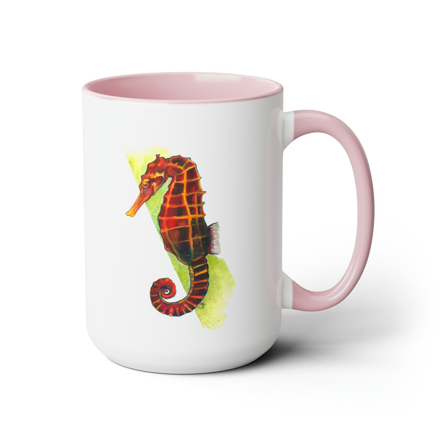 Spicy Seahorse Two-Tone Coffee Mugs, 15oz