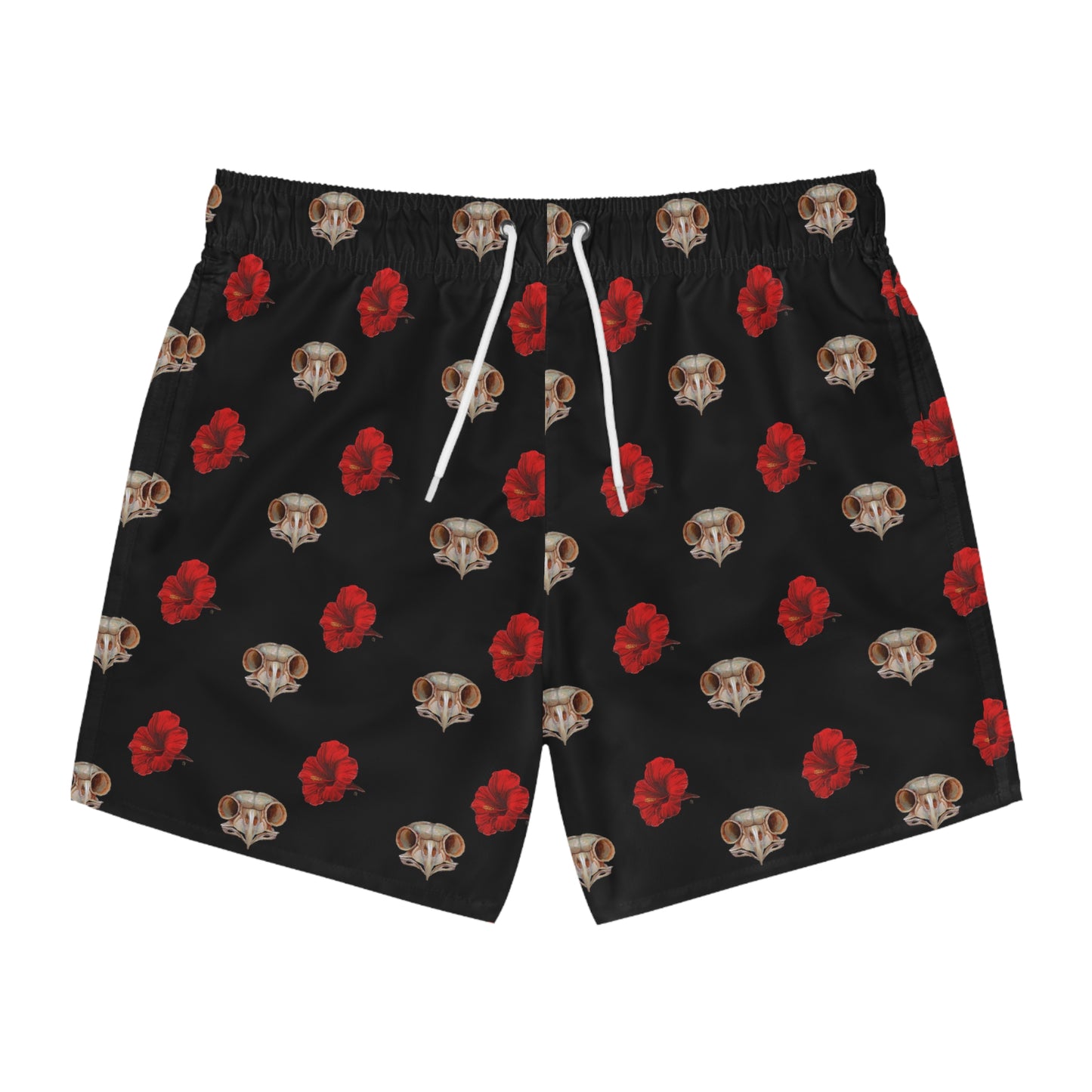 Hibiscus and Owl Skull Swim Trunks