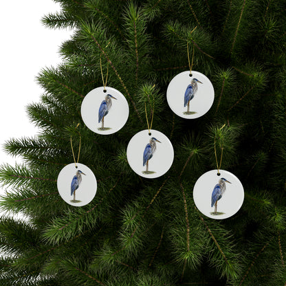 Blue Heron Ceramic Ornaments