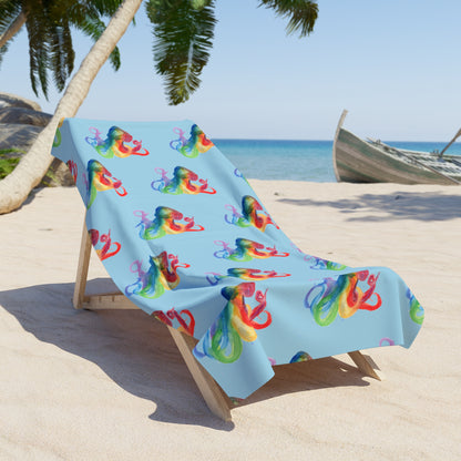 Colorful Octopus Beach Towel (powder blue)