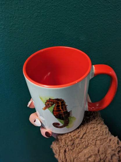 Spicy Seahorse Two-Tone Coffee Mugs, 15oz